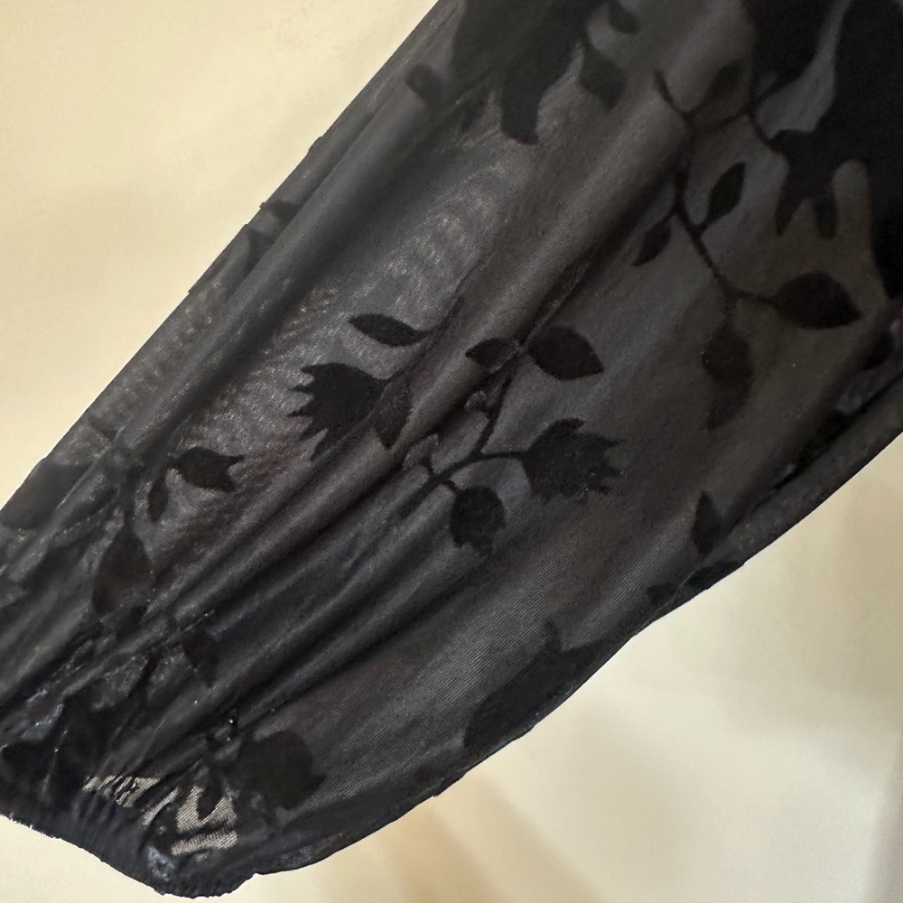 Polagram Black Sheer‎ Floral Dress - Picture 7 of 11
